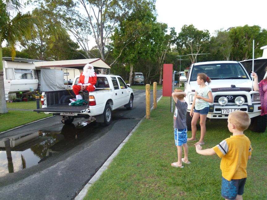 Santa comes to the caravan park